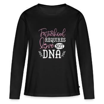 La paternité exige de l’amour et non de l’ADN beau-père Bonu - T-shirt manches longues Premium bio Femme - noir - Devant - Julia (174cm)