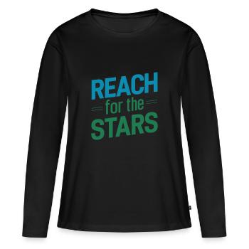 GREIFEN SIE NACH DEN STERNEN - Frauen Premium Bio Langarmshirt - Schwarz - Vorne - Julia (174cm)