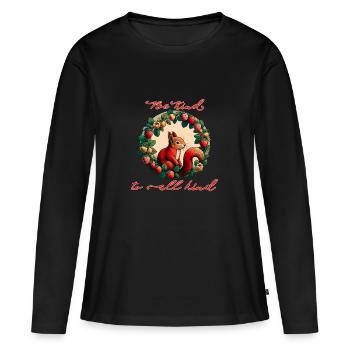 Soyez gentil avec tous les gentils - T-shirt manches longues Premium bio Femme - noir - Devant - Julia (174cm)