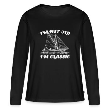 Je ne suis pas vieux, je suis classique - T-shirt manches longues Premium bio Femme - noir - Devant - Julia (174cm)