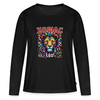 Sternzeichen Löwe aka Sternzeichen Löwe - Frauen Premium Bio Langarmshirt - Schwarz - Vorne - Julia (174cm)