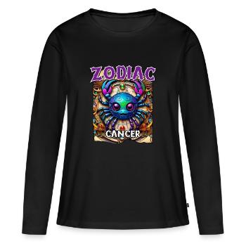 Cancer du zodiaque - Signe du zodiaque Cancer - T-shirt manches longues Premium bio Femme - noir - Devant - Julia (174cm)