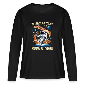Pizza- und Café-Bereich - Frauen Premium Bio Langarmshirt - Schwarz - Vorne - Julia (174cm)