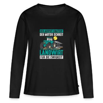 Fermier pour l’éternité Ferme agricole - T-shirt manches longues Premium bio Femme - noir - Devant - Julia (174cm)