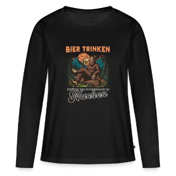 Boire de la bière protège contre les coups de soleil dans le cou - T-shirt manches longues Premium bio Femme - noir - Devant - Julia (174cm)