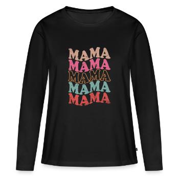 Mama Vintage Retro Groovy Für Muttertag - Frauen Premium Bio Langarmshirt - Schwarz - Vorne - Julia (174cm)