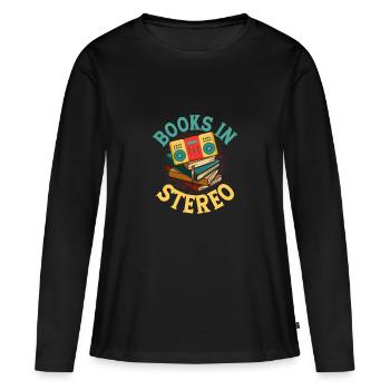 Romans à double canal : Découvrir les livres en stéréo - T-shirt manches longues Premium bio Femme - noir - Devant - Julia (174cm)