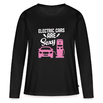 Les voitures électriques sont un véhicule électrique sexy - T-shirt manches longues Premium bio Femme - noir - Devant - Julia (174cm)
