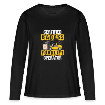 Certified Badass Forklift Operator Job Driver - Women's Premium Organic Long Sleeve Shirt - black - Front - Julia (174cm)