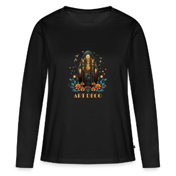 Art déco - T-shirt manches longues Premium bio Femme - noir - Devant - Julia (174cm)