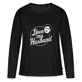 J’AIME MON MARI - T-shirt manches longues Premium bio Femme - noir - Devant - Julia (174cm)