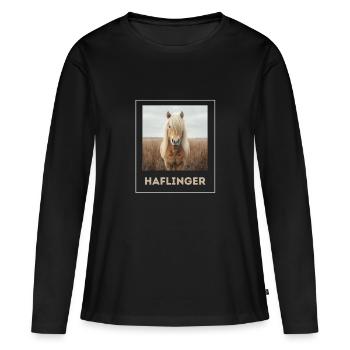 Haflinger Cheval Sucré - T-shirt manches longues Premium bio Femme - noir - Devant - Julia (174cm)