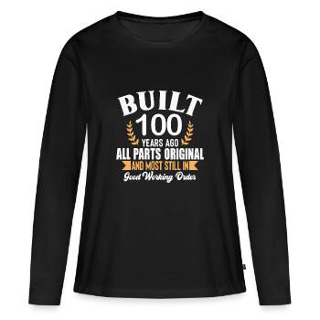 100e anniversaire - T-shirt manches longues Premium bio Femme - noir - Devant - Julia (174cm)