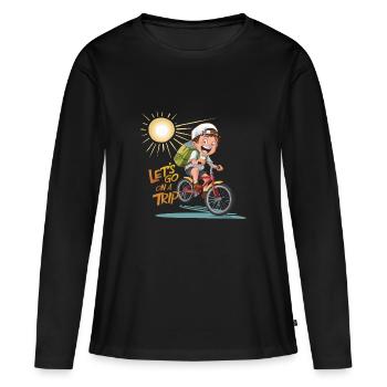 PARTONS EN VOYAGE - T-shirt manches longues Premium bio Femme - noir - Devant - Julia (174cm)