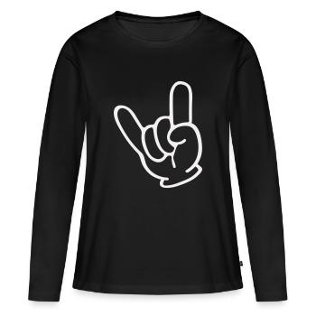 Main de roche - T-shirt manches longues Premium bio Femme - noir - Devant - Julia (174cm)