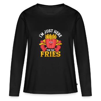Frites sur tout : juste là pour le croquant - T-shirt manches longues Premium bio Femme - noir - Devant - Julia (174cm)
