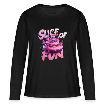 UN GÂTEAU, UNE TRANCHE DE PLAISIR - T-shirt manches longues Premium bio Femme - noir - Devant - Julia (174cm)