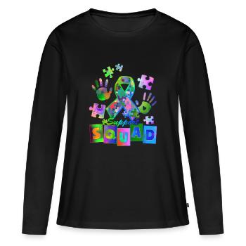 Autisme Super-héros Soignant Puzzle Enfants Anormaux - T-shirt manches longues Premium bio Femme - noir - Devant - Julia (174cm)