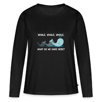 Wal Wal Wal Wal Was haben wir hier lustiges Wortspiel - Frauen Premium Bio Langarmshirt - Schwarz - Vorne - Julia (174cm)