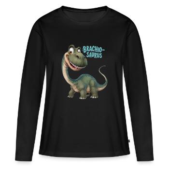 DINOSAURES, BRACHIO SAURUS - T-shirt manches longues Premium bio Femme - noir - Devant - Julia (174cm)