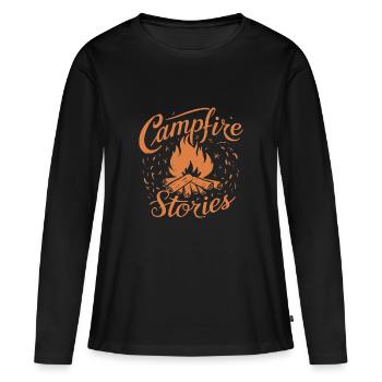 LAGERFEUER-GESCHICHTEN - Frauen Premium Bio Langarmshirt - Schwarz - Vorne - Julia (174cm)