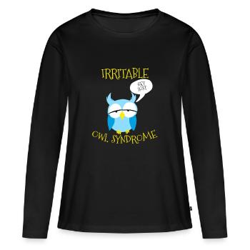 Syndrome de la chouette irritable se perdre Jeu de mots nocturne - T-shirt manches longues Premium bio Femme - noir - Devant - Julia (174cm)