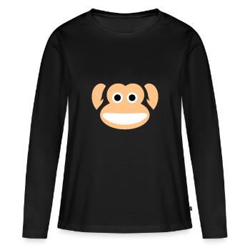 Cute Monkey Whole Face Ape Animal Primate Lover - Women's Premium Organic Long Sleeve Shirt - black - Front - Julia (174cm)