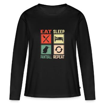 Manger dormir Paintball Répéter Paintballer Tactique Pl - T-shirt manches longues Premium bio Femme - noir - Devant - Julia (174cm)