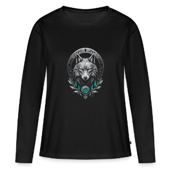 Loup arctique médiéval - T-shirt manches longues Premium bio Femme - noir - Devant - Julia (174cm)