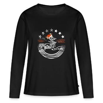 Messager de Noël - T-shirt manches longues Premium bio Femme - noir - Devant - Julia (174cm)
