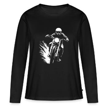 Cadeau Motard Motard - T-shirt manches longues Premium bio Femme - noir - Devant - Julia (174cm)
