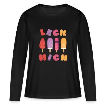 LECK MICH - Frauen Premium Bio Langarmshirt - Schwarz - Vorne - Julia (174cm)