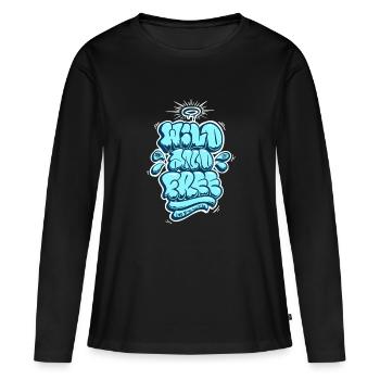 Lettrage Graffiti sauvage et gratuit - T-shirt manches longues Premium bio Femme - noir - Devant - Julia (174cm)