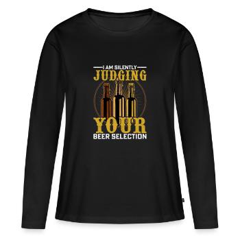 Je juge silencieusement votre sélection de bières artisanales - T-shirt manches longues Premium bio Femme - noir - Devant - Julia (174cm)