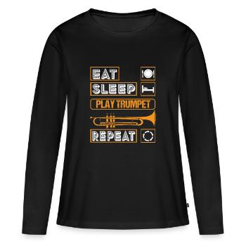 Coole Trompetenkunst Silhouette Lustiger Messing Slogan - Frauen Premium Bio Langarmshirt - Schwarz - Vorne - Julia (174cm)