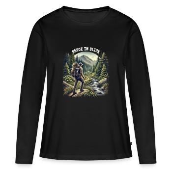 Mountains in view - Women's Premium Organic Long Sleeve Shirt - black - Front - Julia (174cm)