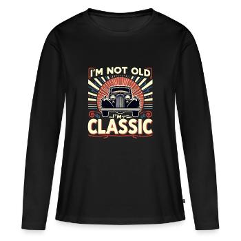 JE NE SUIS PAS VIEUX, JE SUIS CLASSIQUE - T-shirt manches longues Premium bio Femme - noir - Devant - Julia (174cm)