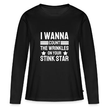 Je veux compter les rides sur ton étoile puante drôle - T-shirt manches longues Premium bio Femme - noir - Devant - Julia (174cm)
