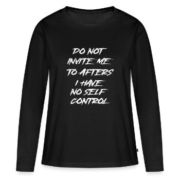 Lade mich zu Afters ein - Frauen Premium Bio Langarmshirt - Schwarz - Vorne - Julia (174cm)