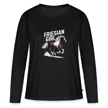 Fière cavalière frisonne - T-shirt manches longues Premium bio Femme - noir - Devant - Julia (174cm)