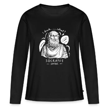 L’humour philosophique pour les penseurs - T-shirt manches longues Premium bio Femme - noir - Devant - Julia (174cm)