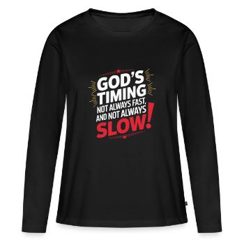 BONNE CHANCE - T-shirt manches longues Premium bio Femme - noir - Devant - Julia (174cm)