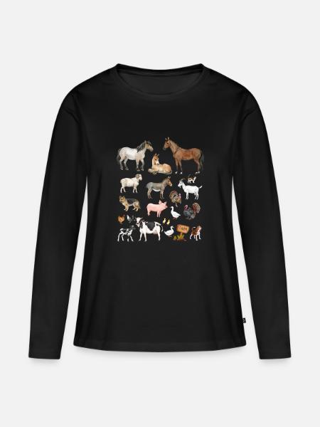 Nutztiere - Frauen Premium Bio Langarmshirt - Schwarz