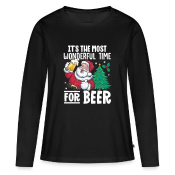 It's The Most Wonderful Time For Beer Santa Christ - Frauen Premium Bio Langarmshirt - Schwarz - Vorne - Julia (174cm)