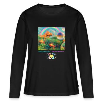 Pêcher l’amitié Accepter les différences - T-shirt manches longues Premium bio Femme - noir - Devant - Julia (174cm)