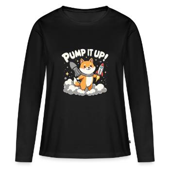 POMPE VERS LA LUNE - T-shirt manches longues Premium bio Femme - noir - Devant - Julia (174cm)