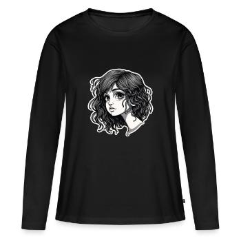 FILLE SPAGHETTI - T-shirt manches longues Premium bio Femme - noir - Devant - Julia (174cm)