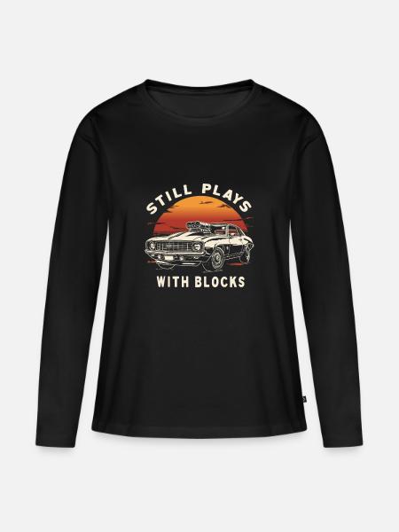 BLÖCKE - Frauen Premium Bio Langarmshirt - Schwarz