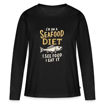 RÉGIME DE FRUITS DE MER - T-shirt manches longues Premium bio Femme - noir - Devant - Julia (174cm)