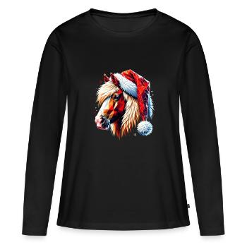 Original Polygon Kunst Haflinger Pferd Weihnachten - Frauen Premium Bio Langarmshirt - Schwarz - Vorne - Julia (174cm)